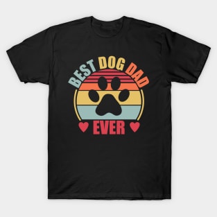 Best Dog Dad Ever | Retro Color Paw T-Shirt